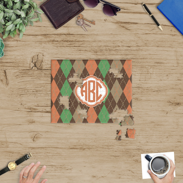 Brown Argyle Jigsaw Puzzle 252 Piece - In Context
