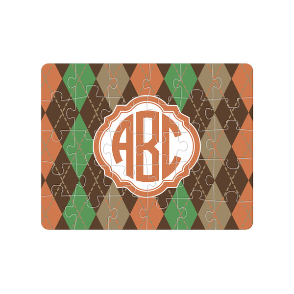 Custom Brown Argyle Jigsaw Puzzles (Personalized)