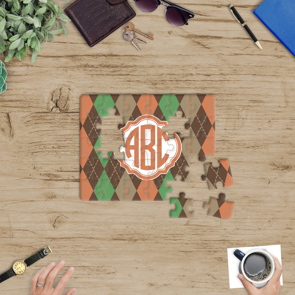 Brown Argyle Jigsaw Puzzle 30 Piece - In Context