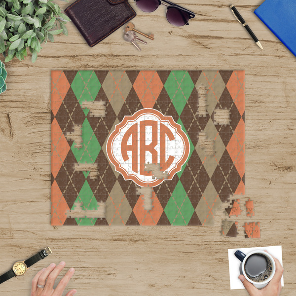 Brown Argyle Jigsaw Puzzle 500 Piece - In Context