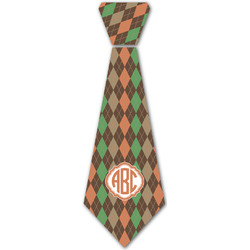 Brown Argyle Iron On Tie - 4 Sizes w/ Monogram