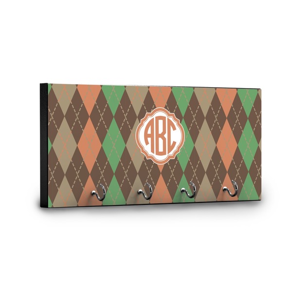 Brown Argyle Key Hanger - Front View with Hooks