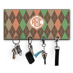 Brown Argyle Key Hanger w/ 4 Hooks w/ Monogram