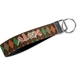 Brown Argyle Webbing Keychain Fob - Small (Personalized)
