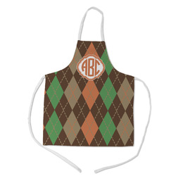 Brown Argyle Kid's Apron w/ Monogram