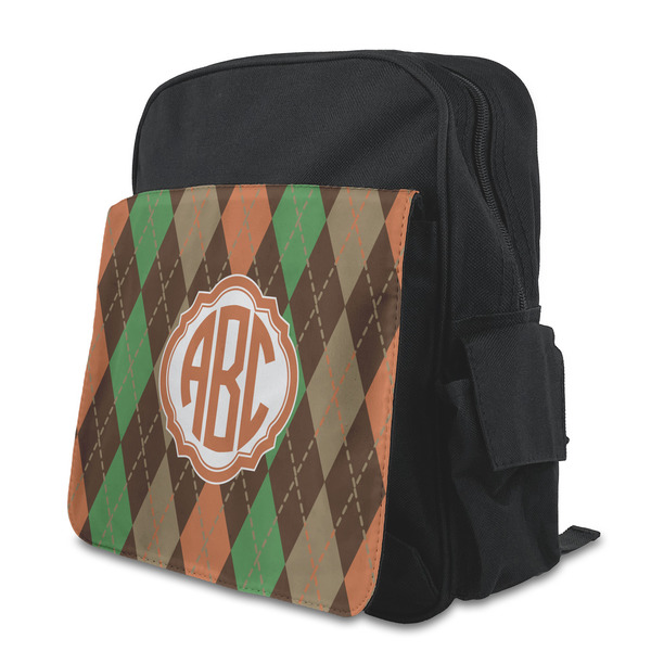 Custom Brown Argyle Preschool Backpack (Personalized)