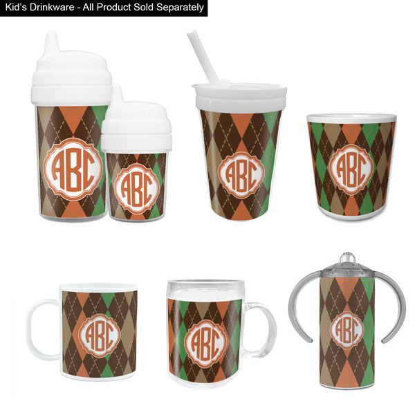Brown Argyle Kid's Drinkware - Customized & Personalized