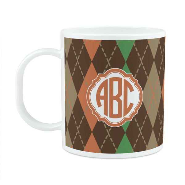 Custom Brown Argyle Plastic Kids Mug (Personalized)