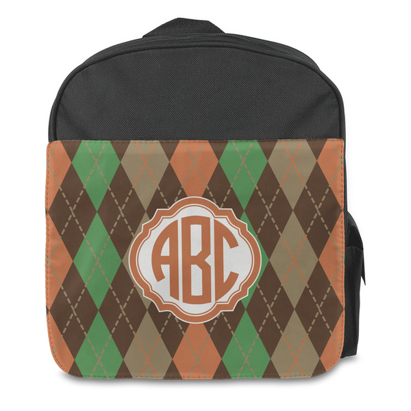 Brown Argyle Kids Backpack - Front
