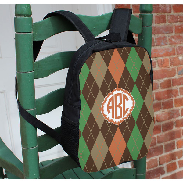 Brown Argyle Kids Backpack - In Context