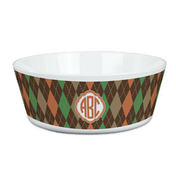 Brown Argyle Kid's Bowl (Personalized)