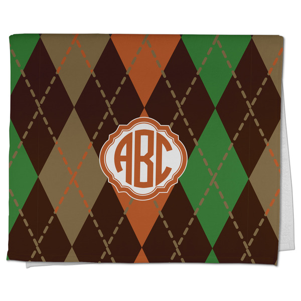 Custom Brown Argyle Kitchen Towel - Poly Cotton w/ Monograms