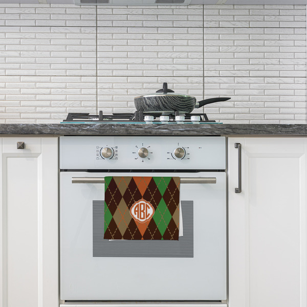 Brown Argyle Kitchen Towel - Poly Cotton - Lifestyle