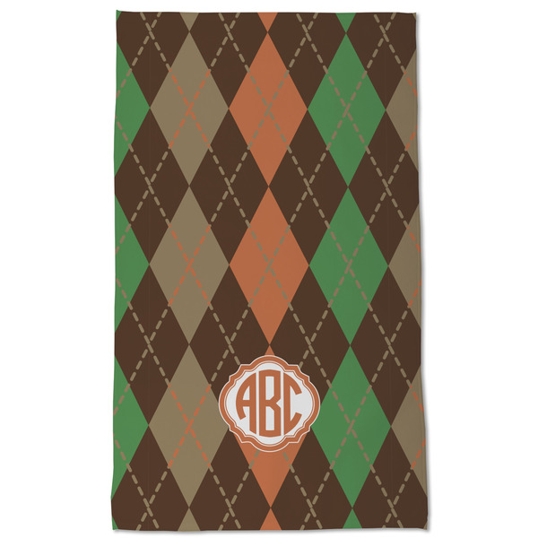 Brown Argyle Kitchen Towel - Poly Cotton - Full Front
