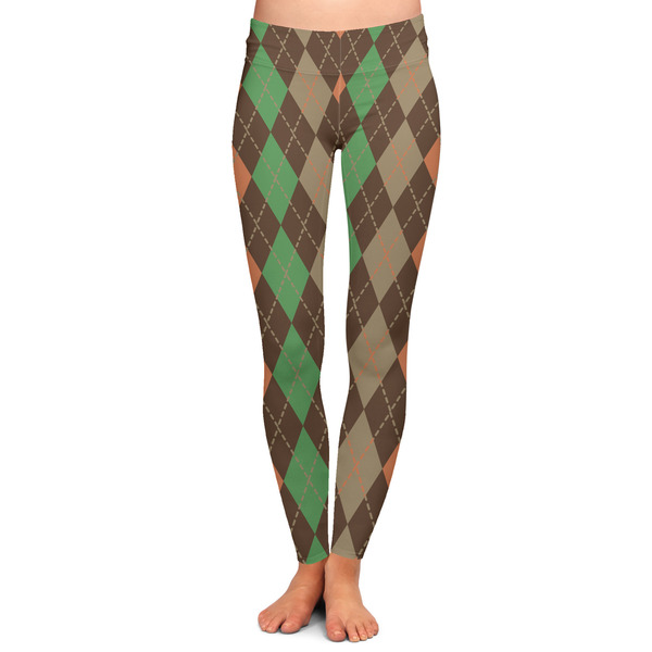 Custom Brown Argyle Ladies Leggings - Extra Small