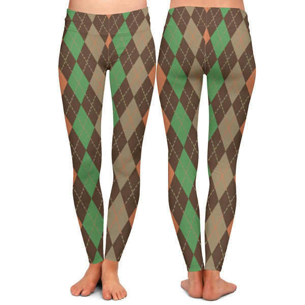 Brown Argyle Ladies Leggings - Front and Back