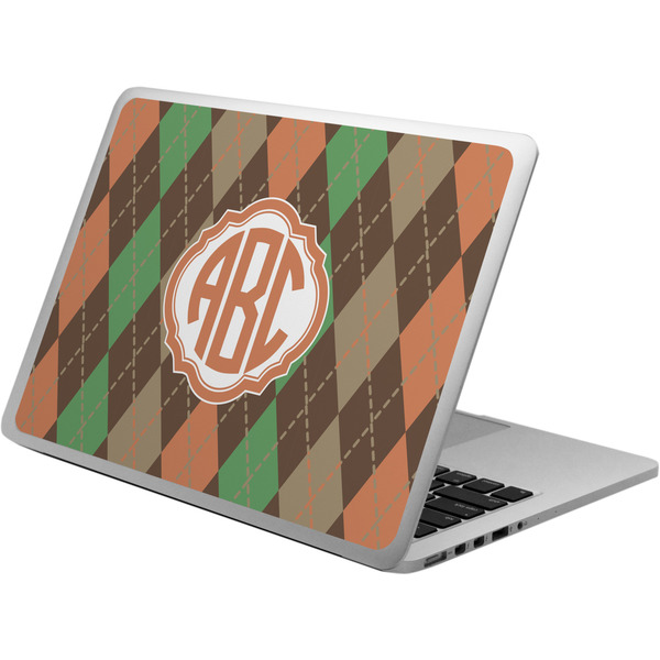 Custom Brown Argyle Laptop Skin - Custom Sized w/ Monogram