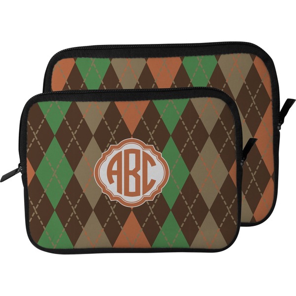 Brown Argyle Laptop Sleeve (Size Comparison)