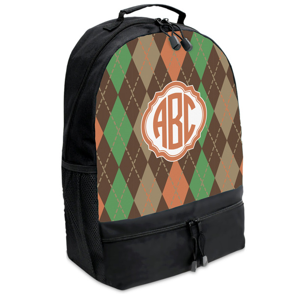 Custom Brown Argyle Backpacks - Black (Personalized)