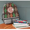 Brown Argyle Large Backpack - Gray - On Desk