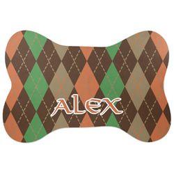 Brown Argyle Bone Shaped Dog Food Mat (Personalized)