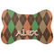 Brown Argyle Bone Shaped Dog Food Mat (Large) (Personalized)
