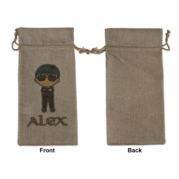 Brown Argyle Large Burlap Gift Bags - Front Approval