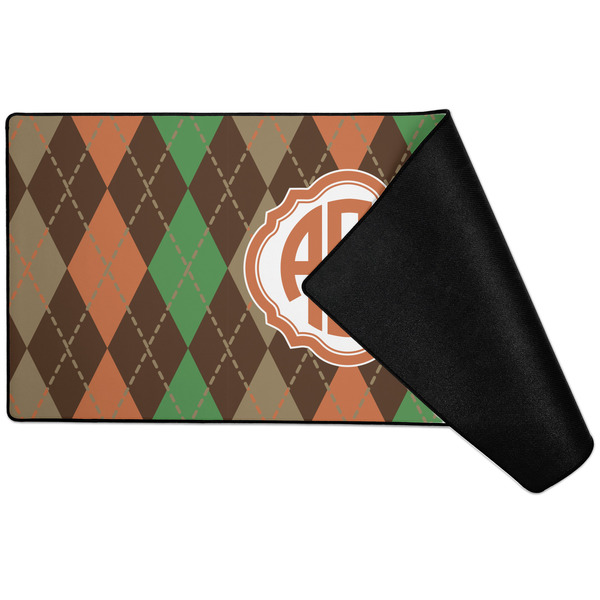Brown Argyle Large Gaming Mats - FRONT W/ FOLD