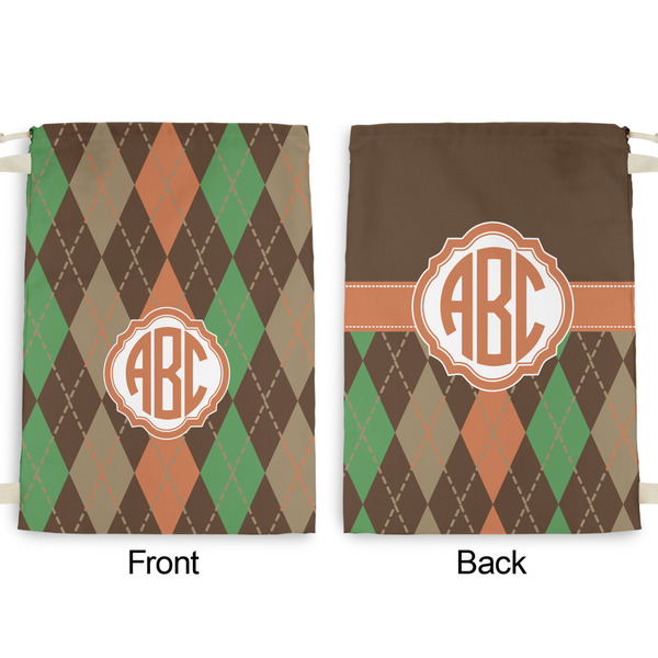 Brown Argyle Large Laundry Bag - Front & Back View