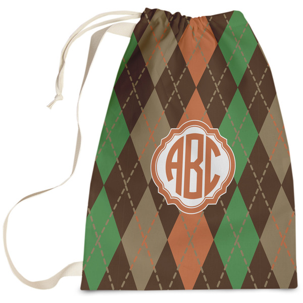 Custom Brown Argyle Laundry Bag (Personalized)