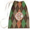 Brown Argyle Large Laundry Bag - Front View
