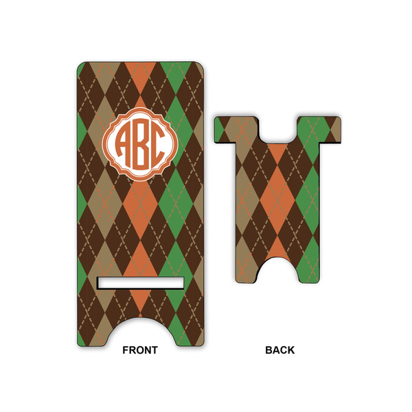 Brown Argyle Large Phone Stand - Front & Back