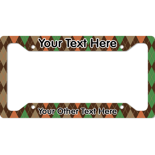 Custom Brown Argyle License Plate Frame - Style A (Personalized)