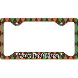 Brown Argyle License Plate Frame - Style C (Personalized)