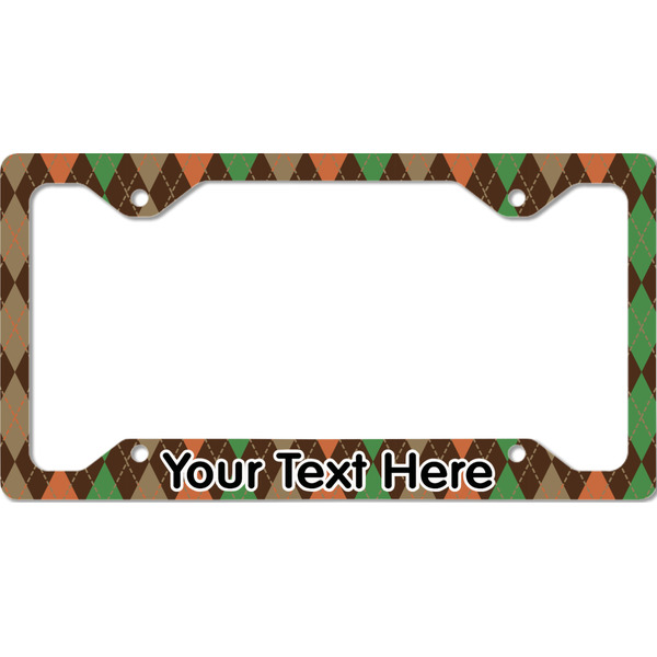 Custom Brown Argyle License Plate Frame - Style C (Personalized)