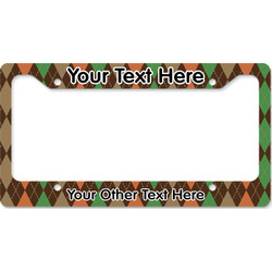Brown Argyle License Plate Frame - Style B (Personalized)