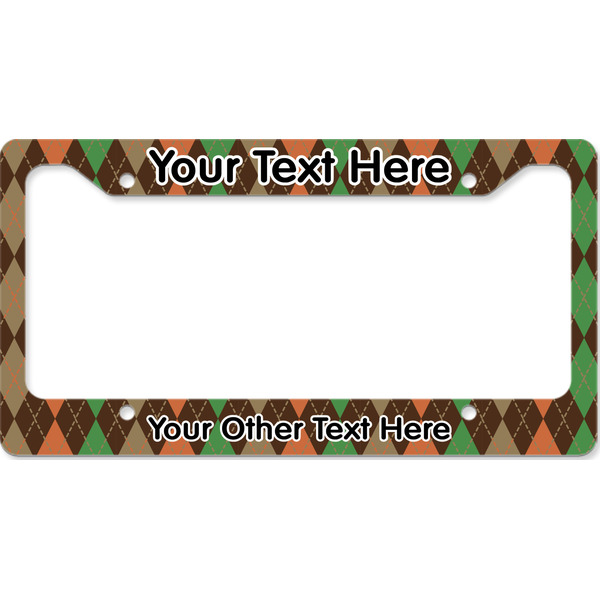 Custom Brown Argyle License Plate Frame - Style B (Personalized)