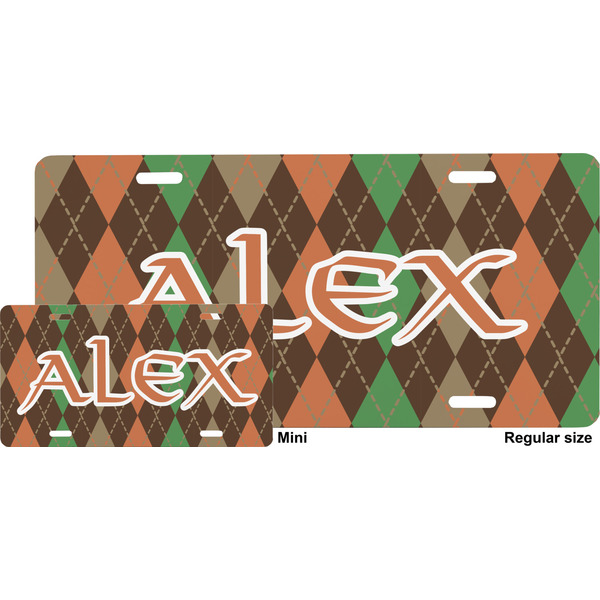 Brown Argyle License Plate (Sizes)