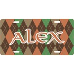Brown Argyle Front License Plate (Personalized)