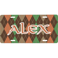 Brown Argyle Front License Plate (Personalized)