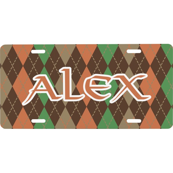 Custom Brown Argyle Front License Plate (Personalized)