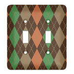 Brown Argyle Light Switch Cover (2 Toggle Plate)