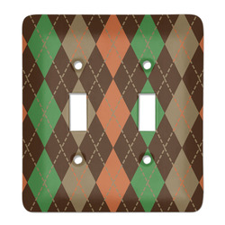 Brown Argyle Light Switch Cover (2 Toggle Plate)