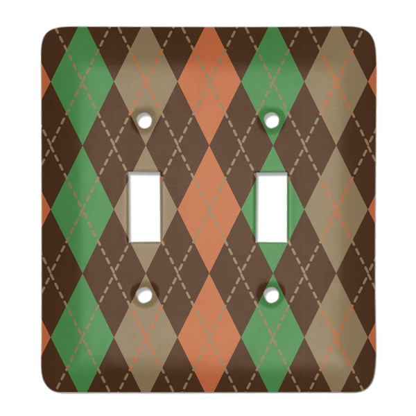 Custom Brown Argyle Light Switch Cover (2 Toggle Plate)