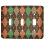 Brown Argyle Light Switch Cover (3 Toggle Plate)