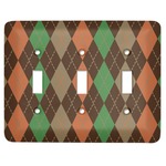 Brown Argyle Light Switch Cover (3 Toggle Plate)