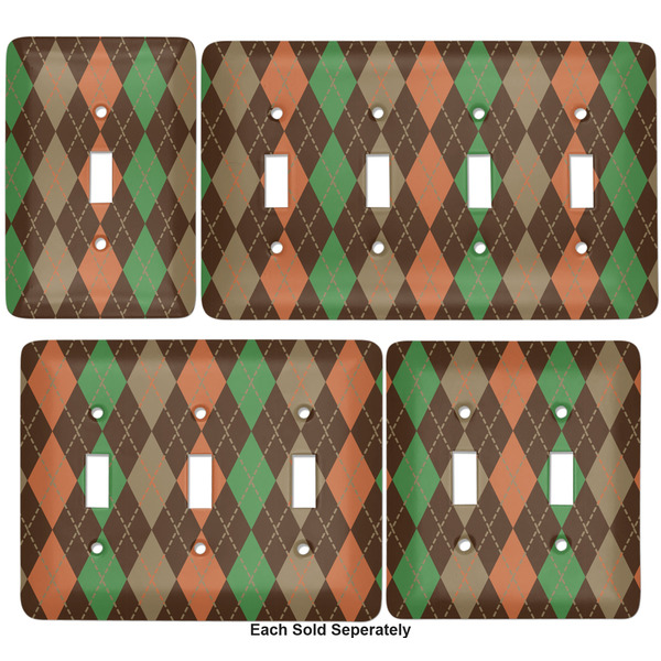 Brown Argyle Light Switch Covers all sizes