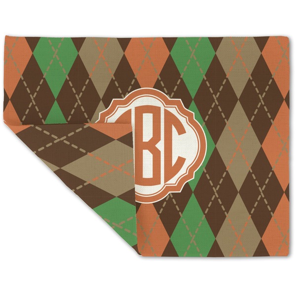 Brown Argyle Linen Placemat - Folded Corner (double side)