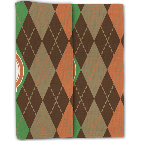 Brown Argyle Linen Placemat - Folded Half (double sided)