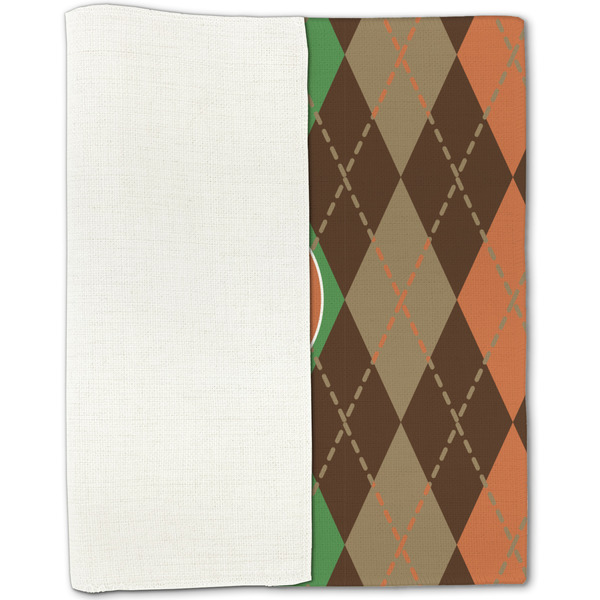 Brown Argyle Linen Placemat - Folded Half